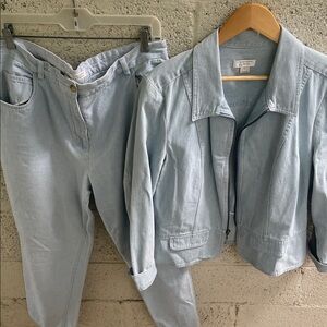 Christopher & Banks Light Blue Denim Jacket and Jeans Set